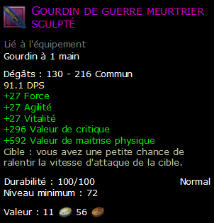 Gourdin de guerre meurtrier sculpté