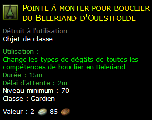 Pointe à monter pour bouclier du Beleriand d'Ouestfolde