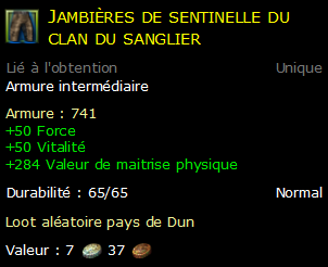 Jambières de sentinelle du clan du sanglier