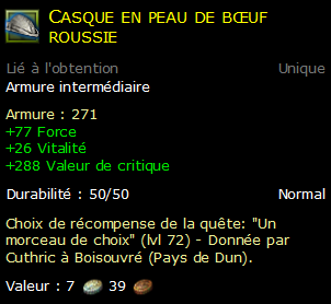 Casque en peau de bœuf roussie