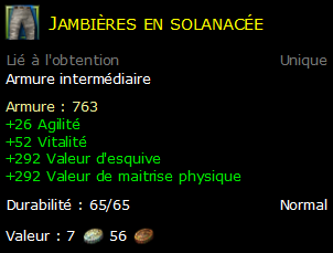 Jambières en solanacée