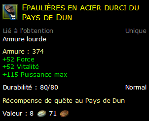 Epaulières en acier durci du Pays de Dun