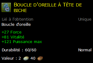 Boucle d'oreille à Tête de biche