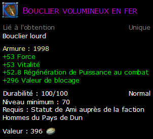 Bouclier volumineux en fer