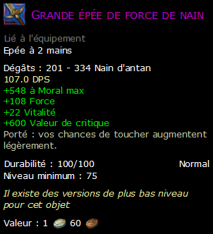 Grande épée de force de nain