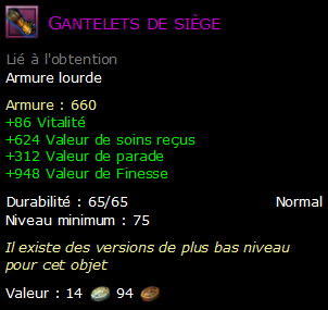 Gantelets de siège