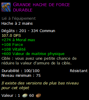 Grande hache de force durable