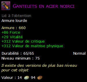 Gantelets en acier noirci