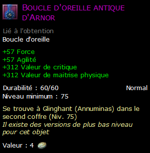 Boucle d'oreille antique d'Arnor