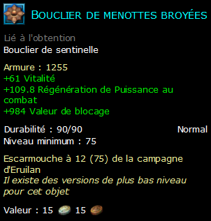 Bouclier de menottes broyées