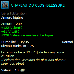 Chapeau du clos-blessure