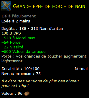 Grande épée de force de nain