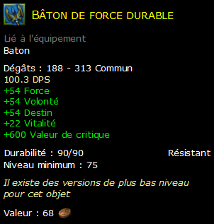 Bâton de force durable