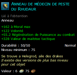 Anneau de médecin de peste du Rhudaur