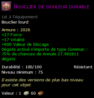 Bouclier de douleur durable