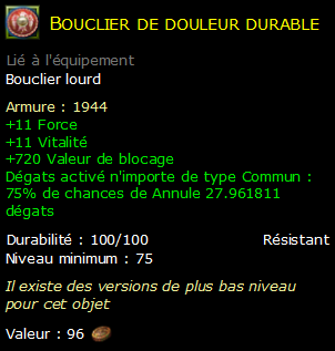 Bouclier de douleur durable