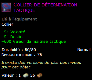 Collier de détermination tactique