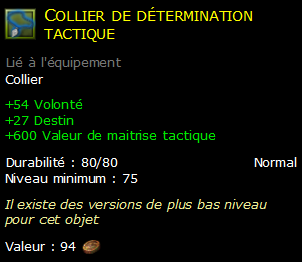 Collier de détermination tactique