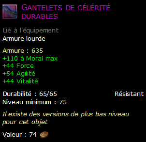 Gantelets de célérité durables