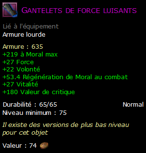 Gantelets de force luisants