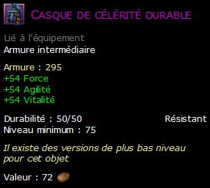 Casque de célérité durable