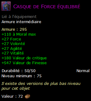 Casque de Force équilibré