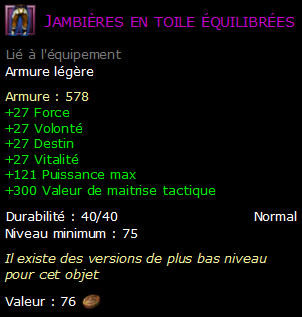 Jambières en toile équilibrées