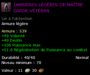 Jambières légères de maître-garde vétéran