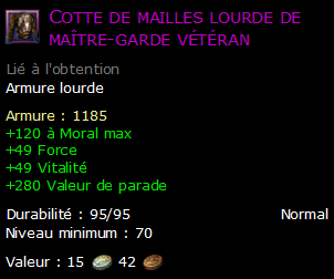 Cotte de mailles lourde de maître-garde vétéran