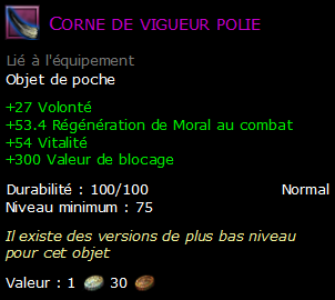 Corne de vigueur polie