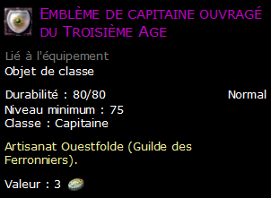 Emblème de capitaine ouvragé du Troisième Age