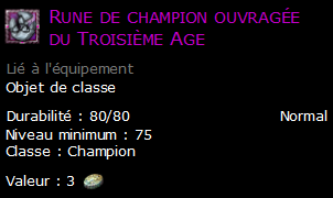 Rune de champion ouvragée du Troisième Age