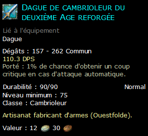 Dague de cambrioleur du deuxième Age reforgée