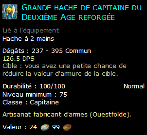 Grande hache de capitaine du Deuxième Age reforgée