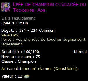 Epée de champion ouvragée du Troisième Age