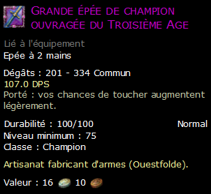 Grande épée de champion ouvragée du Troisième Age