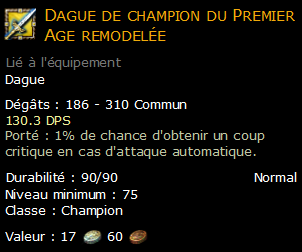 Dague de champion du Premier Age remodelée