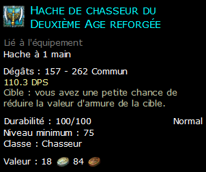 Hache de chasseur du Deuxième Age reforgée