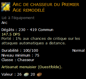 Arc de chasseur du Premier Age remodelé