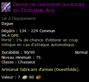 Dague de chasseur ouvragée du Troisième Age