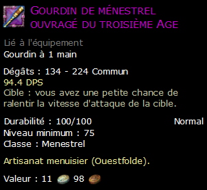 Gourdin de ménestrel ouvragé du troisième Age