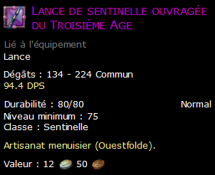 Lance de sentinelle ouvragée du Troisième Age