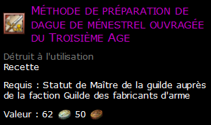 Méthode de préparation de dague de ménestrel ouvragée du Troisième Age