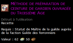 Méthode de préparation de ceinture de gardien ouvragée du Troisième Age