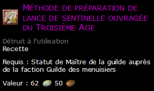 Méthode de préparation de lance de sentinelle ouvragée du Troisième Age