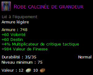 Robe calcinée de grandeur