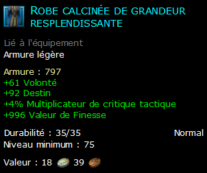 Robe calcinée de grandeur resplendissante