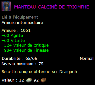 Manteau calciné de triomphe