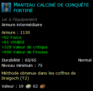 Manteau calciné de conquête fortifié