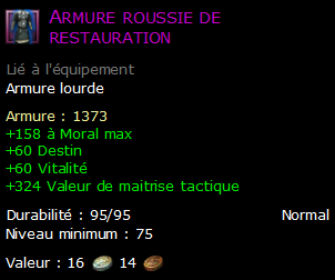 Armure roussie de restauration